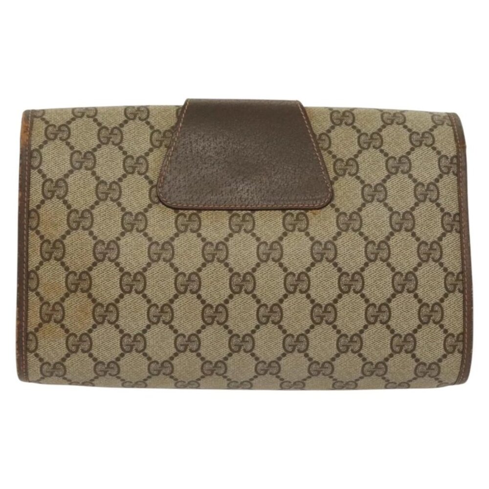 GUCCI GG Supreme Web Sherry Line Bag PVC Beige Gold 156 01 030 Auth BA4458 - Picture 3 of 16